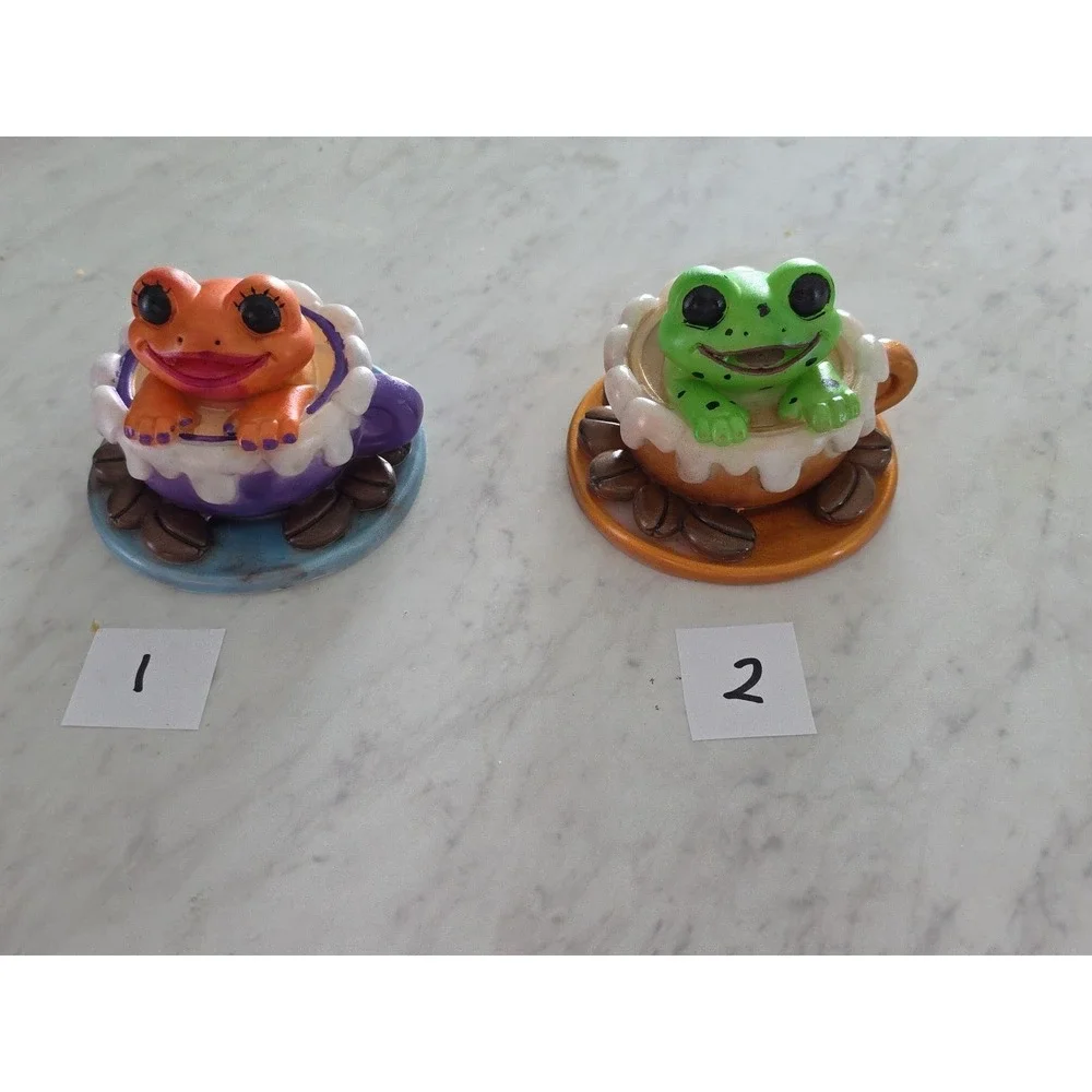 Handmade Resin Frog In A Cup With Coffee Beans Decoration